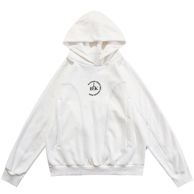 Men's hoodie featuring letter printed line art design, available in black, white, and navy colors, perfect for casual wear.