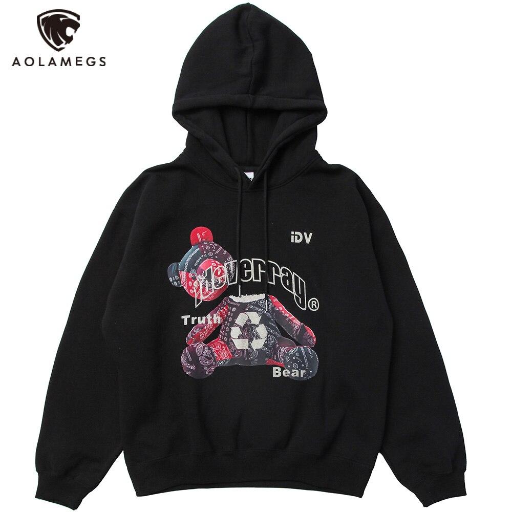 Men's hoodie featuring a paisley gothic bear print, perfect for autumn and winter streetwear.