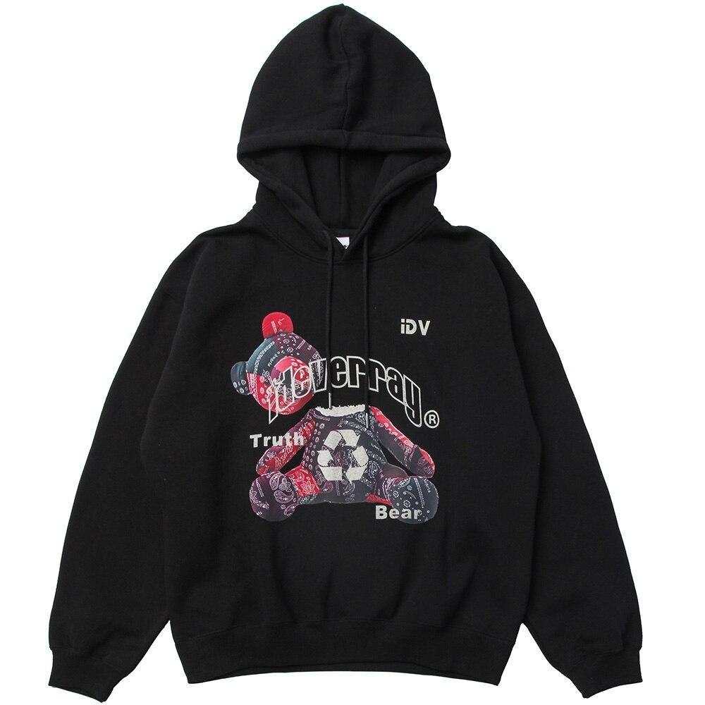 Men's hoodie featuring a paisley gothic bear print, perfect for autumn and winter streetwear.