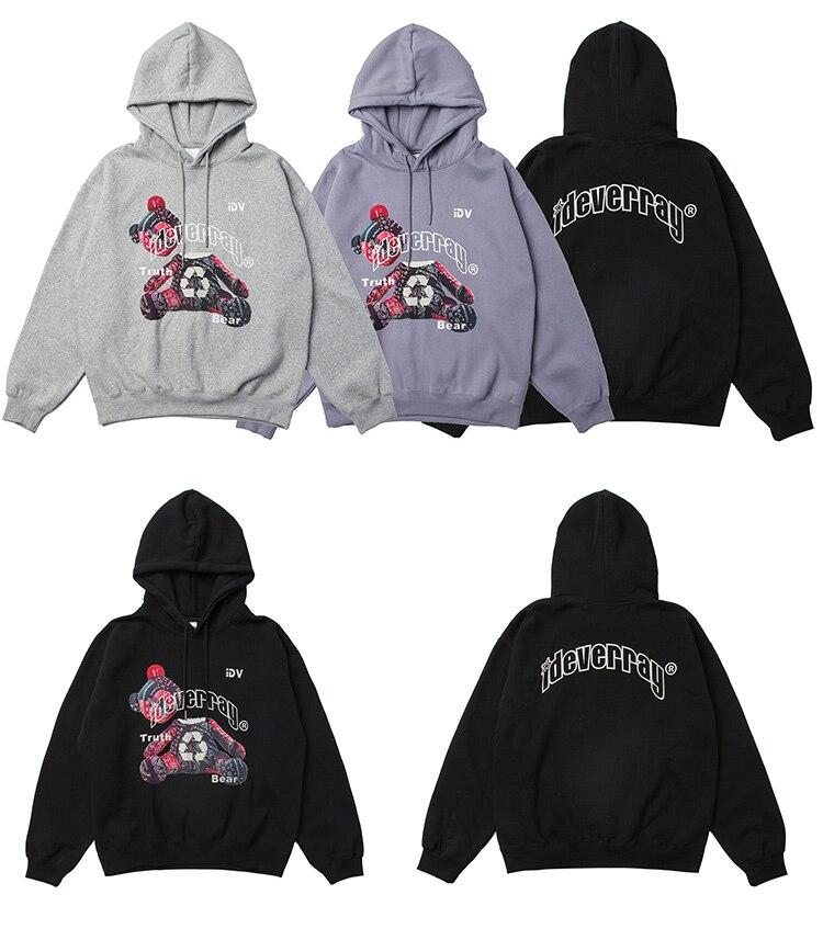 Men's hoodie featuring a paisley gothic bear print, perfect for autumn and winter streetwear.