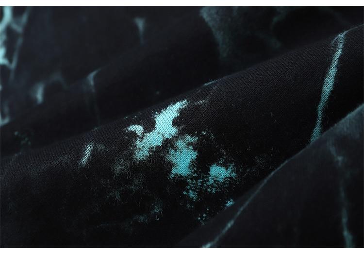 Men's oversized hoodie featuring a vibrant watercolor tie dye print in blue and red, perfect for autumn and winter streetwear.