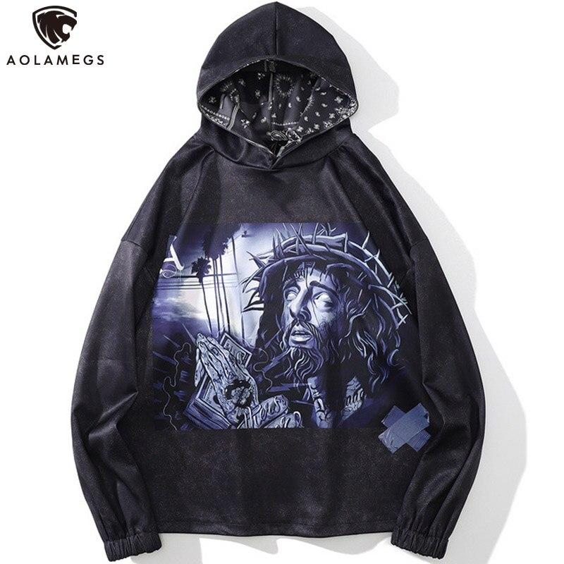 Men's retro gothic hoodie featuring a unique statue print, perfect for casual autumn and winter wear.