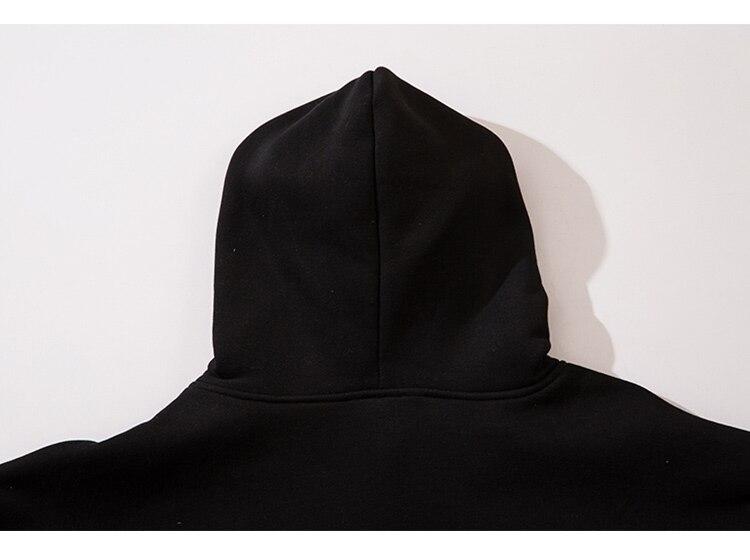 Men's hoodie featuring Harajuku letter design in black and white fleece, perfect for casual streetwear.