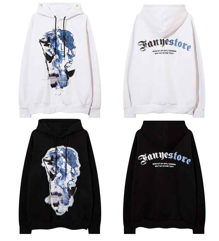 Men's hoodie featuring Harajuku letter design in black and white fleece, perfect for casual streetwear.