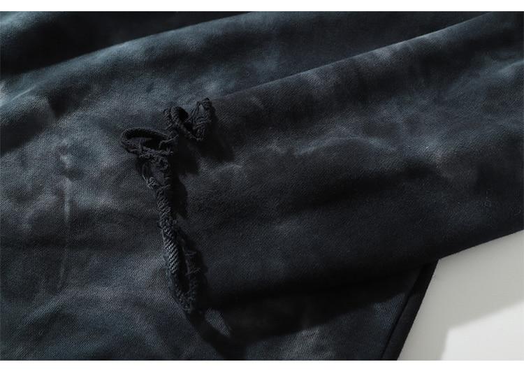 Men's tie-dye punk graphic hoodie with ripped details, perfect for autumn streetwear.