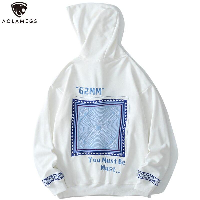 Men's vintage graphic letter embroidery hoodie in black and white, showcasing a stylish pullover design perfect for autumn and winter.