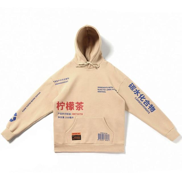 Men's thick pullover sweatshirt featuring a vibrant Chinese print design, perfect for autumn streetwear.