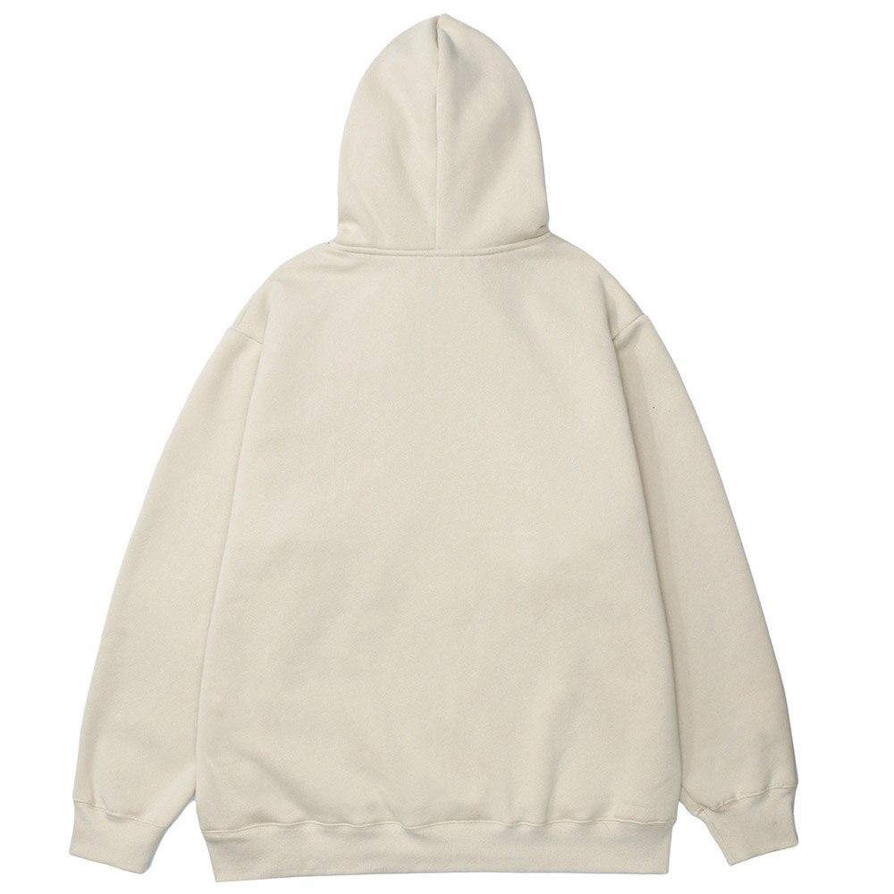 Men's funny boy punk letter fleece hoodie in apricot color, featuring a hood and full sleeves, perfect for casual streetwear.