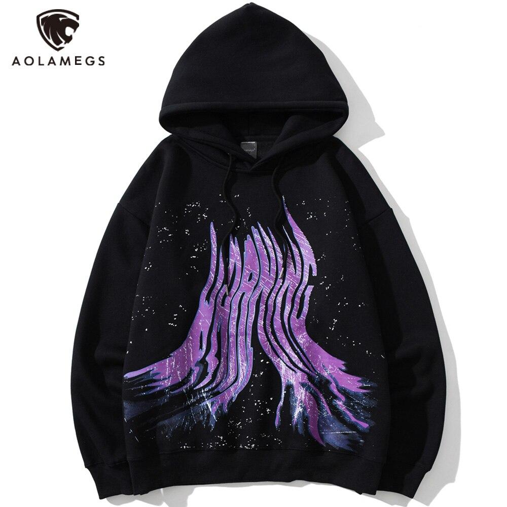 Men's hip hop hoodie featuring graffiti letter print, hooded design, and warm plus velvet lining, perfect for winter streetwear.