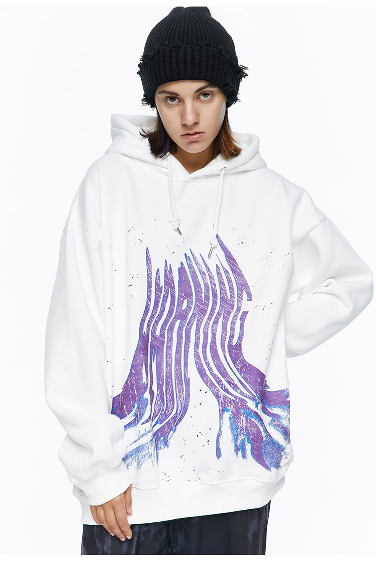 Men's hip hop hoodie featuring graffiti letter print, hooded design, and warm plus velvet lining, perfect for winter streetwear.
