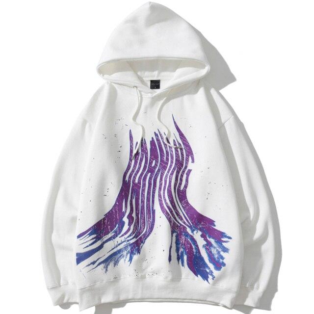 Men's hip hop hoodie featuring graffiti letter print, hooded design, and warm plus velvet lining, perfect for winter streetwear.