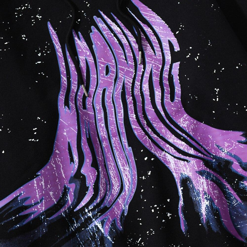 Men's hip hop hoodie featuring graffiti letter print, hooded design, and warm plus velvet lining, perfect for winter streetwear.