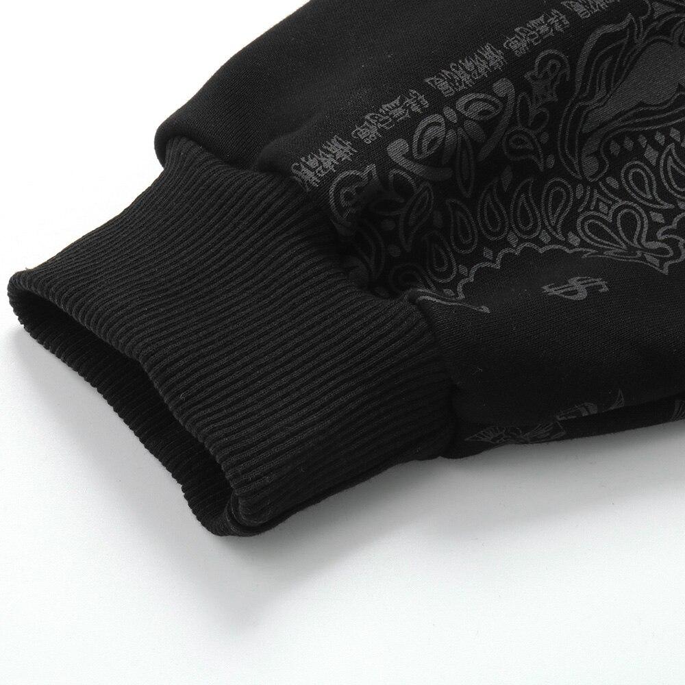 Men's vintage totems letter print zipper fleece hoodie in black and red, showcasing a stylish design suitable for casual streetwear.