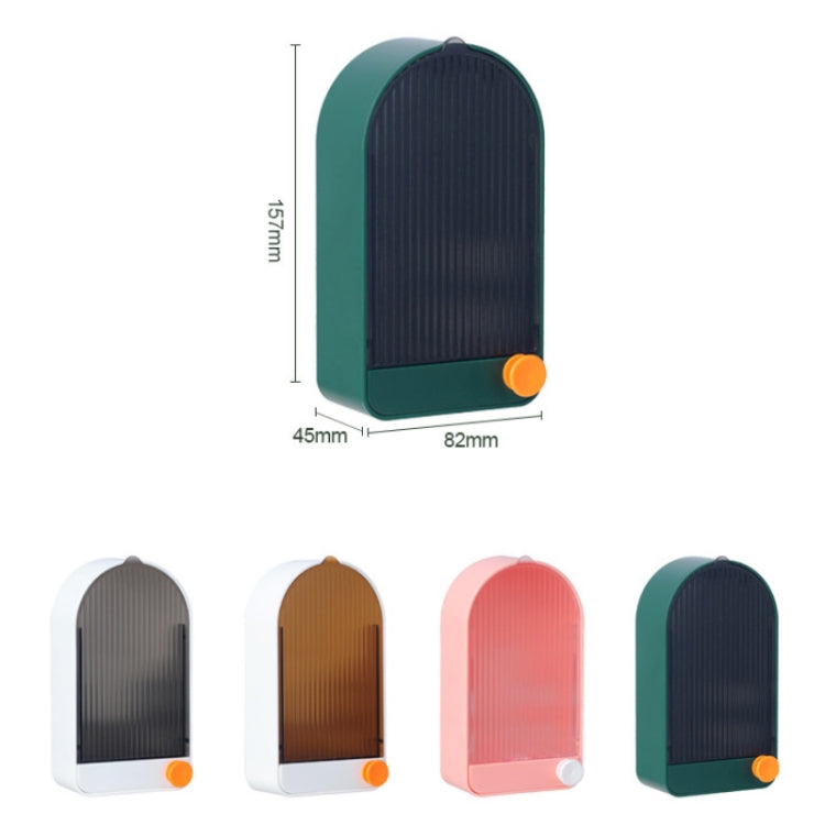 Home Bathroom Wall Mounted Drain Soap Dish with Lid in Pink and White, featuring a clamshell design and drawer-type drain tray.