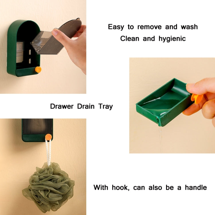 Home Bathroom Wall Mounted Drain Soap Dish with Lid in Pink and White, featuring a clamshell design and drawer-type drain tray.