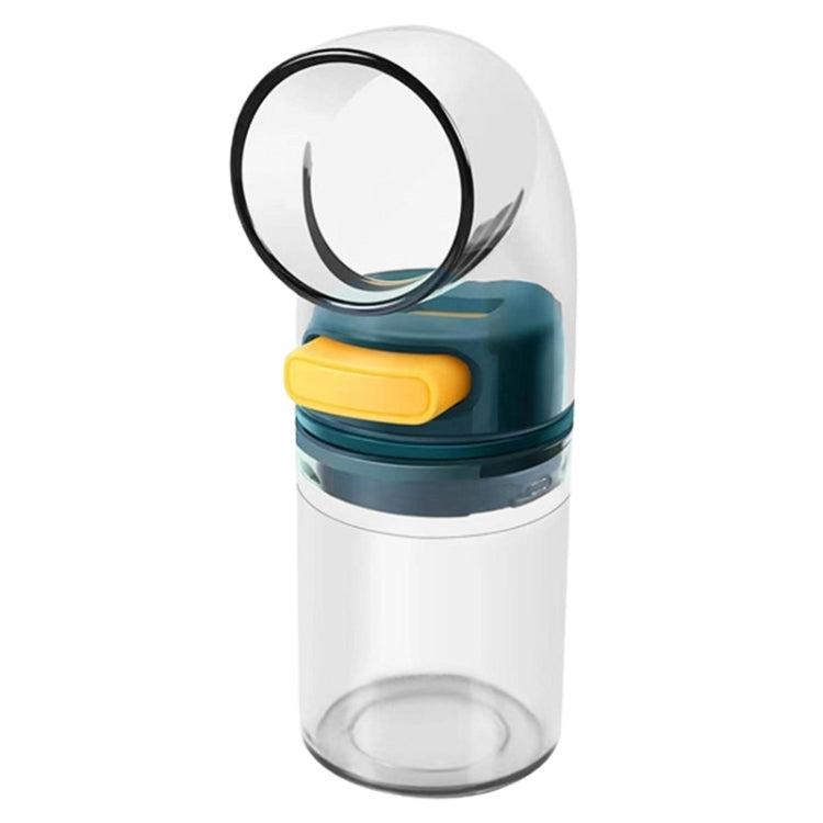 Blue quantitative salt control seasoning jar with a clear body and removable lid, designed for easy dispensing and cleaning.