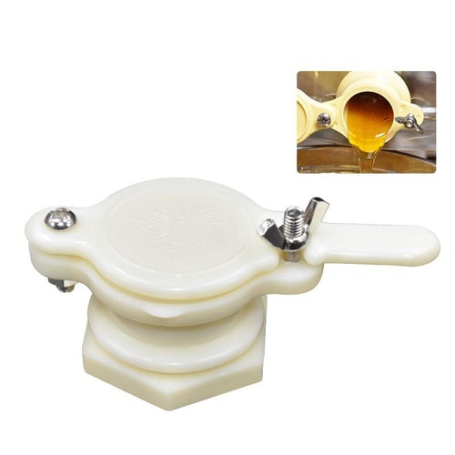 Heavy-duty honey gate valve with wing nut, made from food-grade nylon, designed for easy and spill-proof honey pouring.