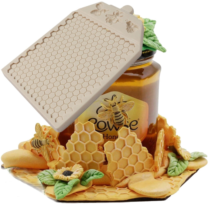 Honeycomb Block Textured Silicone Mold for fondant and chocolate cakes, showcasing its intricate design and flexible silicone material.