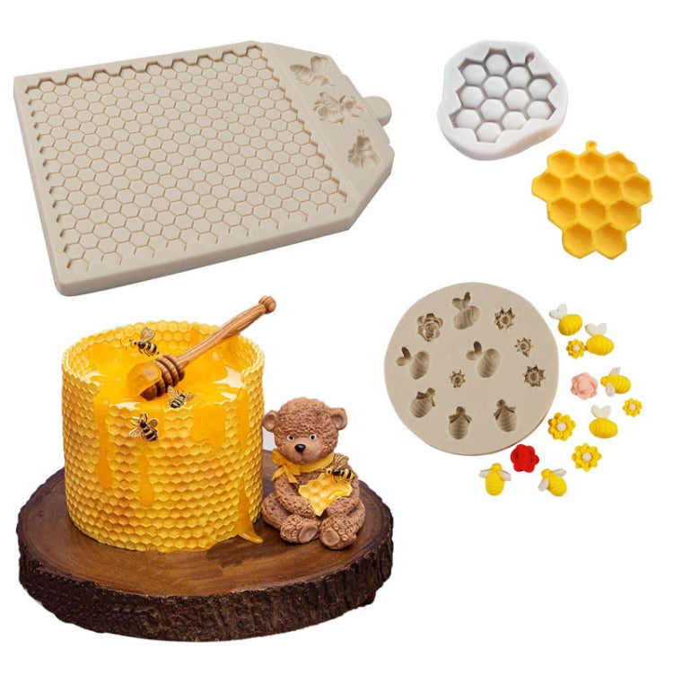 Honeycomb Block Textured Silicone Mold for fondant and chocolate cakes, showcasing its intricate design and flexible silicone material.
