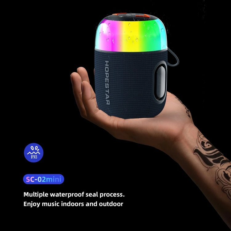 HOPESTAR SC-02 Portable Mini Wireless Bluetooth Speaker in Grey with RGB lighting and compact design.