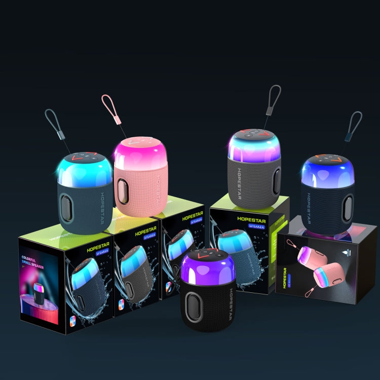 HOPESTAR SC-02 Portable Mini Wireless Bluetooth Speaker in Grey with RGB lighting and compact design.