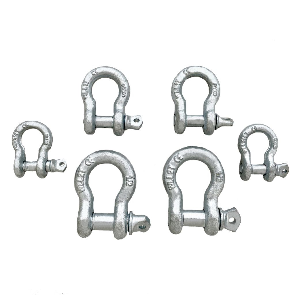 Hot Dip Galvanized Screw Pin Anchor Shackle 5/16" showcasing its screw pin design and galvanized finish.