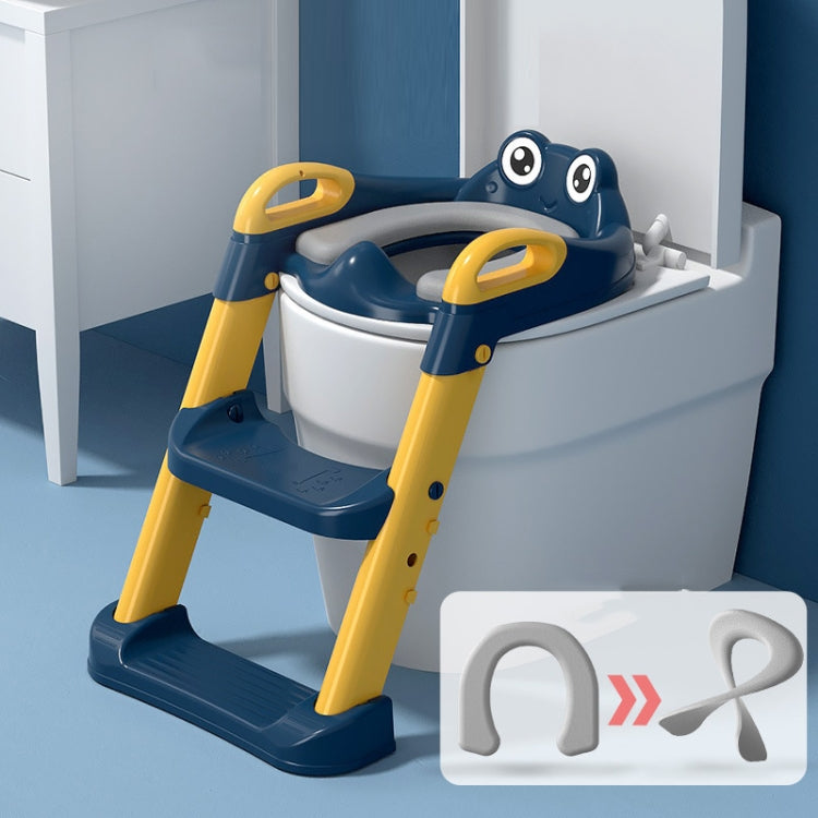 Household Children's Toilet Seat Staircase with non-slip foot pads and cartoon pattern, designed for safety and comfort during toilet training.