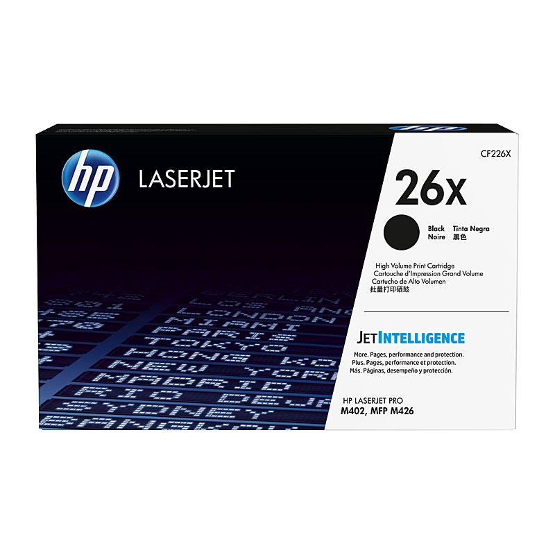 HP #26X Black Toner CF226X cartridge, designed for high-quality printing with a yield of 9,000 pages.