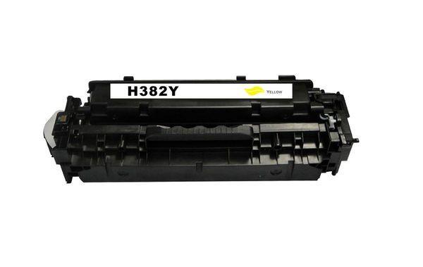 HP CF382A #312A Premium Remanufactured Yellow Toner Cartridge with vibrant yellow color and high yield capacity.