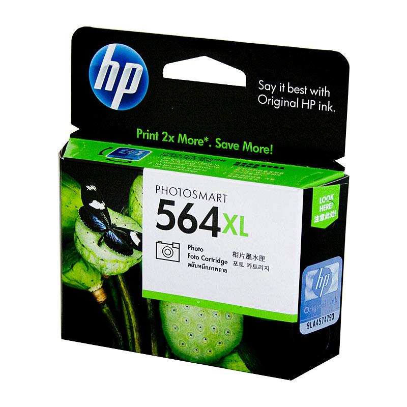 HP #564 Photo Black XL toner cartridge, designed for high-quality photo printing, yielding up to 290 pages.