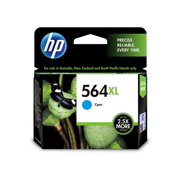 HP 564CXL Original Cyan Extra Large Ink Cartridge, featuring a vibrant cyan color and designed for high-quality printing.
