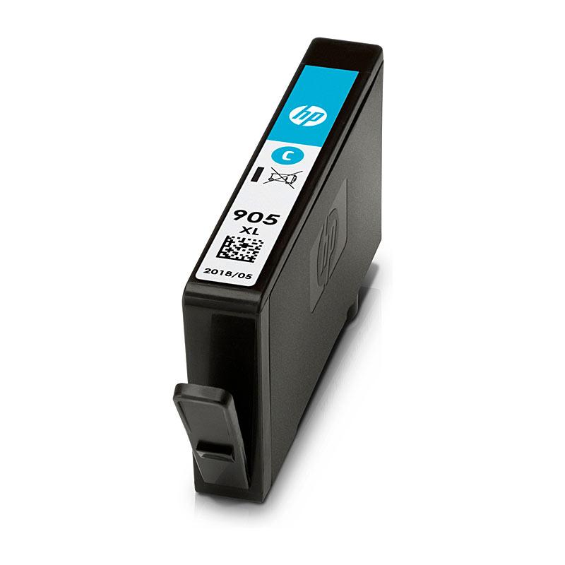 HP #905XL Cyan Ink cartridge, high-capacity, vibrant color, designed for HP printers.