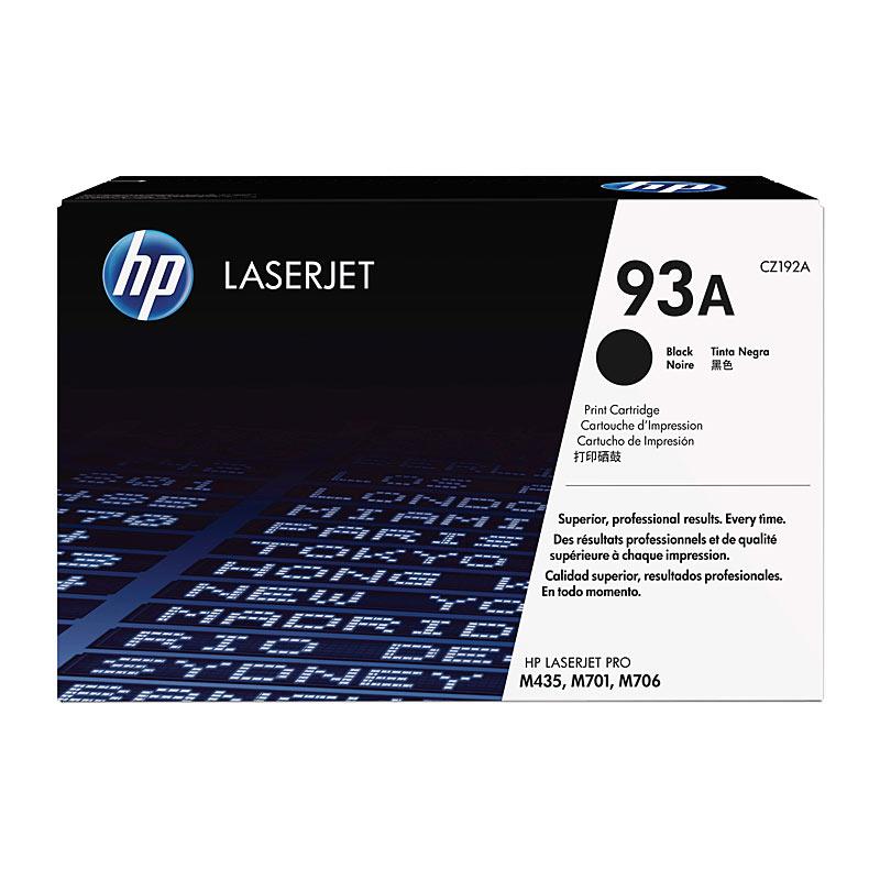 HP #93A Black Toner cartridge, designed for high-quality printing with a yield of 12,000 pages, compatible with HP LaserJet Pro printers.