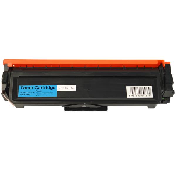HP CF411X #410X Premium Generic Cyan Toner Cartridge with vibrant cyan color for high-quality printing.