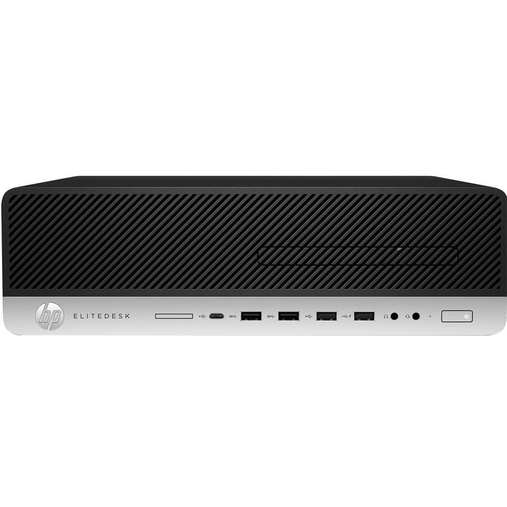 HP EliteDesk 800 G5 SFF desktop PC featuring Intel i7-9700 processor, 8GB RAM, and 256GB SSD in a compact design.
