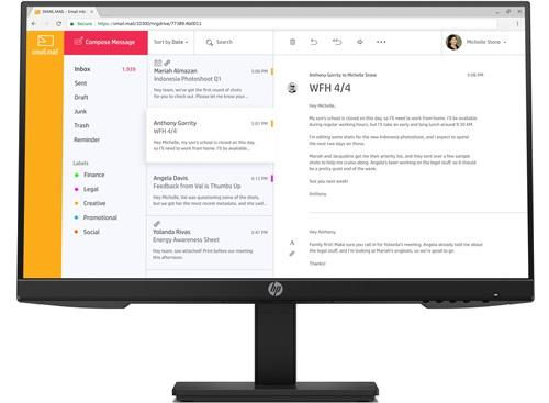 HP P24H G4 23.8-inch IPS LED monitor with FHD resolution and adjustable stand, showcasing its sleek black design and multiple input ports.