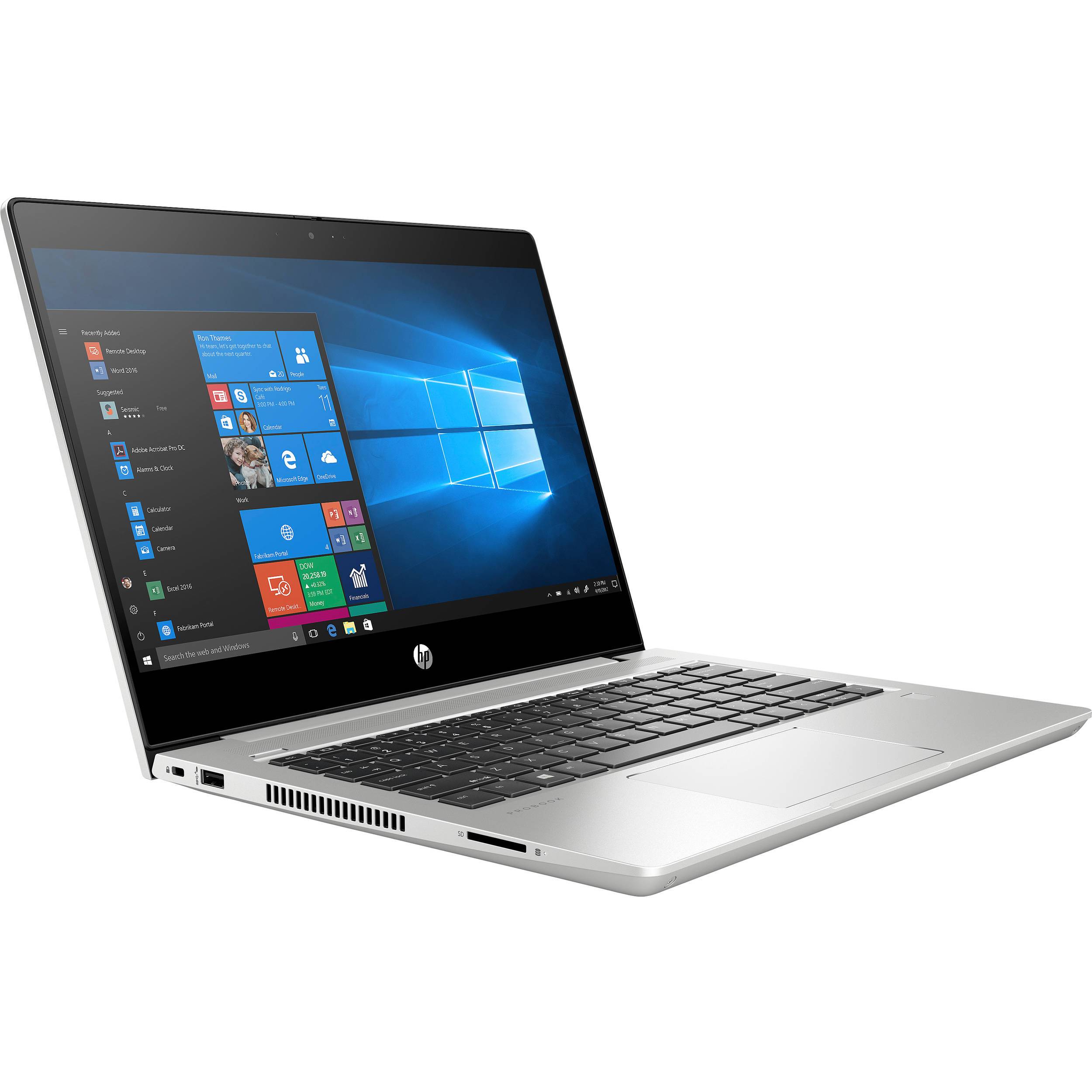 HP ProBook 430 G7 laptop with 13.3-inch FHD IPS display, showcasing its sleek design and ports.