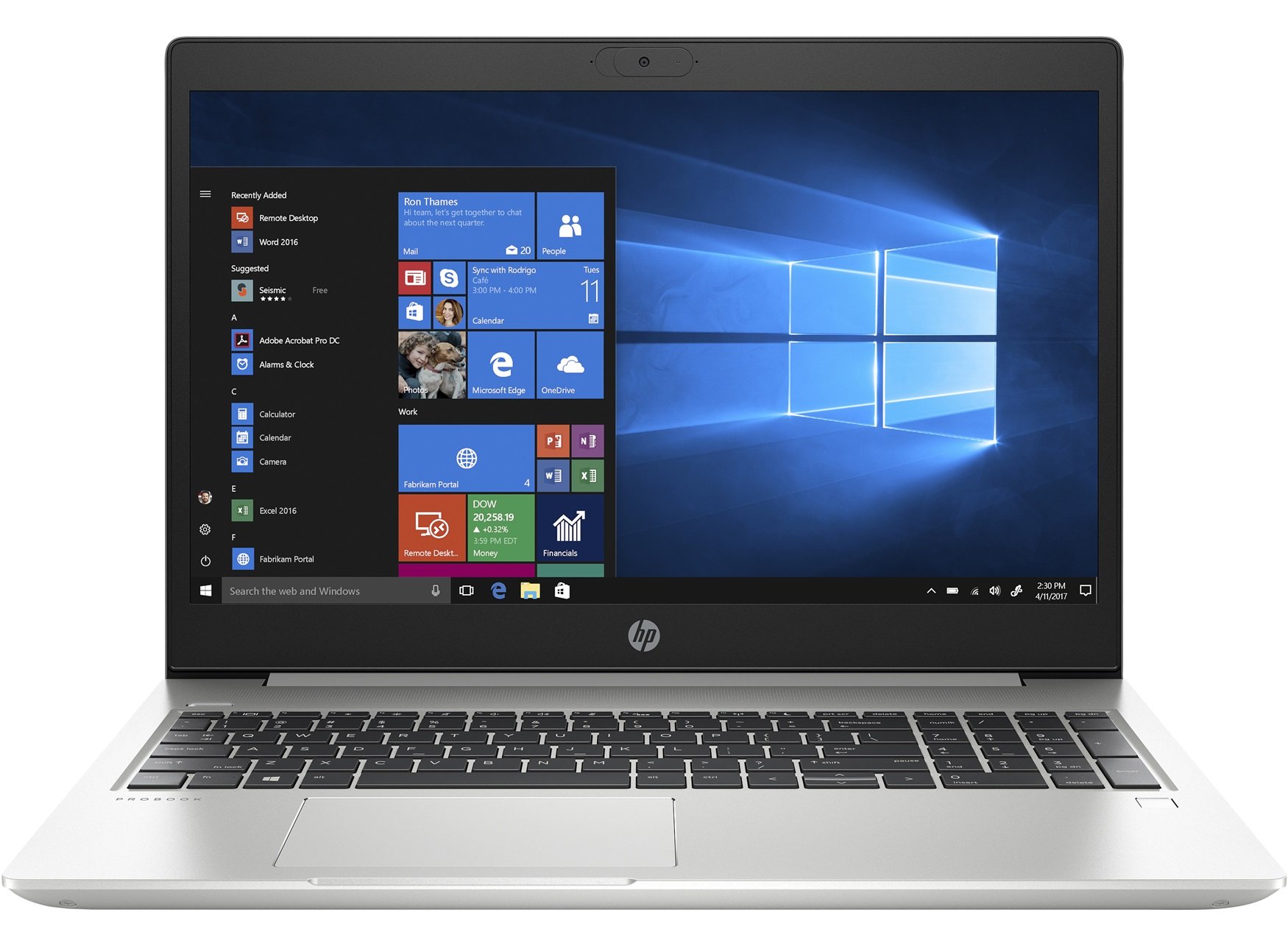 HP ProBook 450 G7 laptop with 15.6-inch FHD touchscreen, showcasing sleek design and modern features.