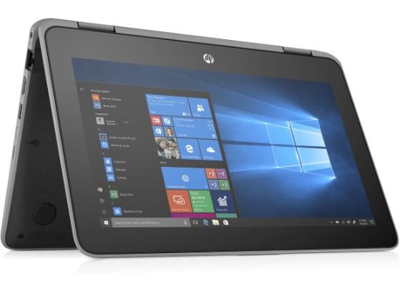 HP ProBook X360 11 EE G4 laptop with 11.6-inch HD touchscreen, showcasing its sleek design and features.