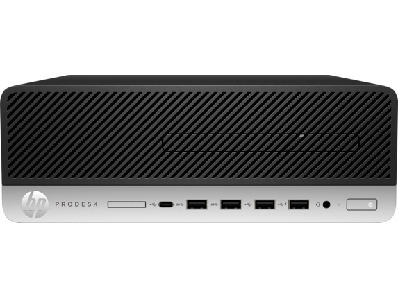 HP ProDesk 600 G5 SFF desktop computer with Intel i5-9500, 8GB RAM, and 256GB SSD, featuring a compact design and multiple connectivity options.