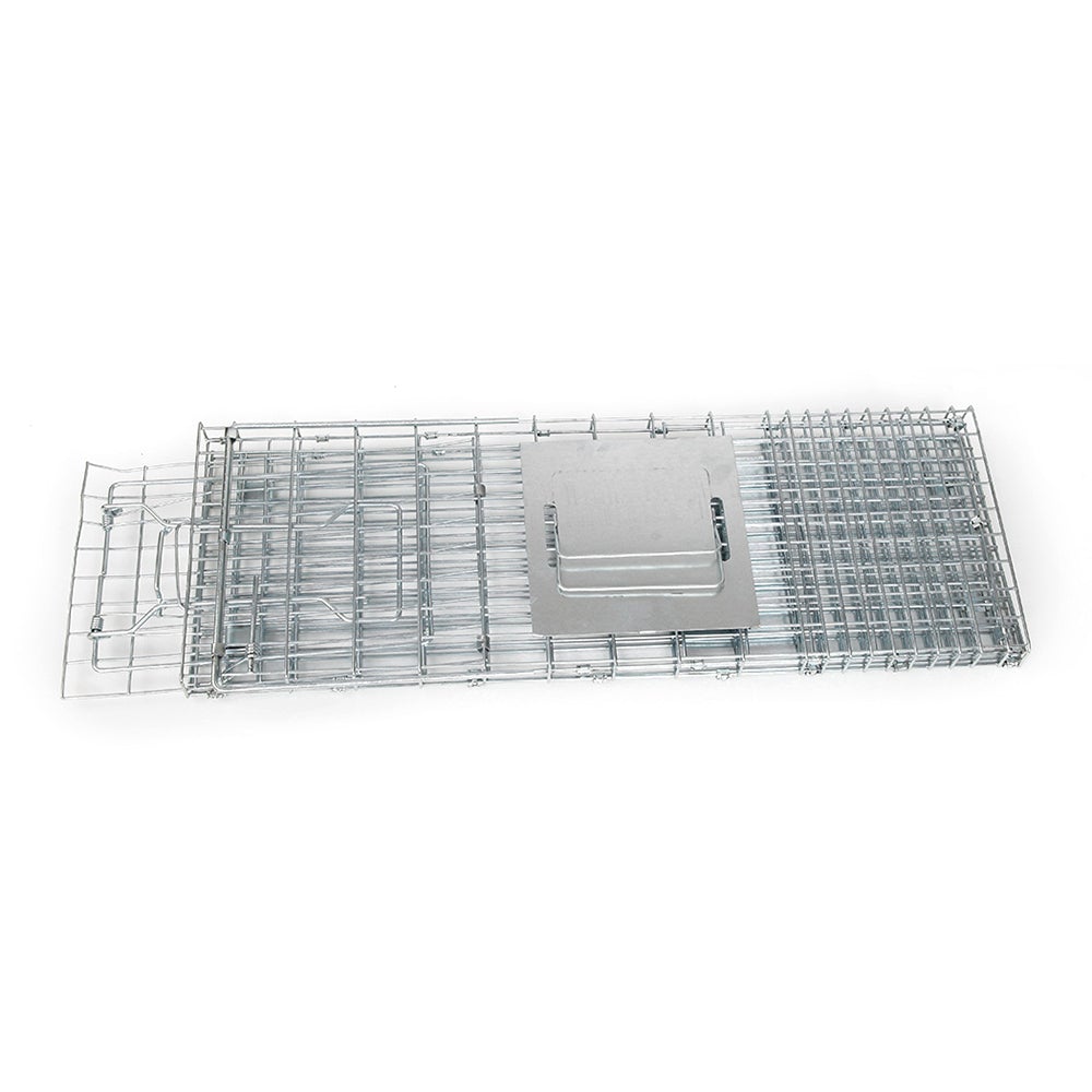 Humane Animal Trap Cage made of rust-resistant galvanised iron wire, measuring 66 x 23 x 25cm, designed for safe animal capture.