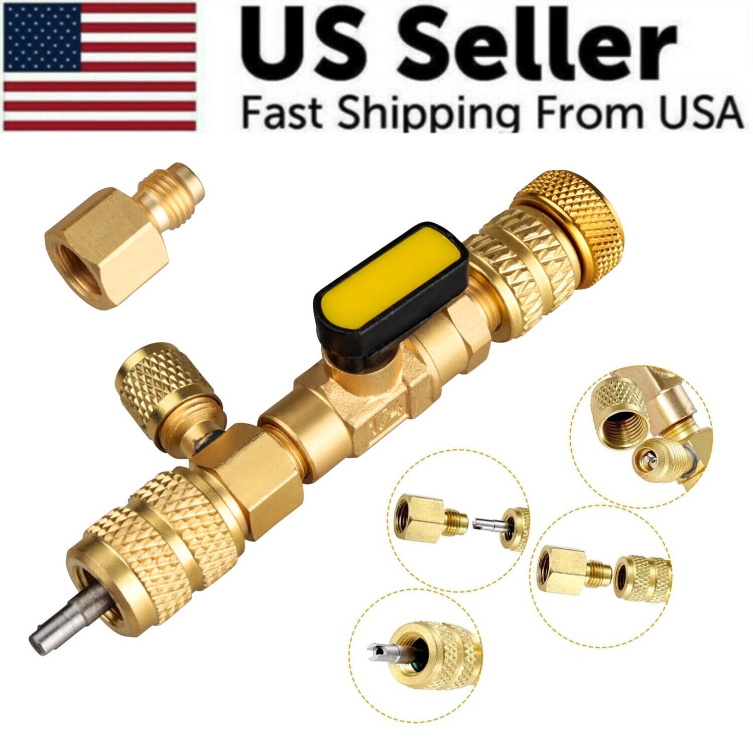 HVAC Tool AC Schrader Valve Core Remover with dual size ports for efficient valve core replacement.