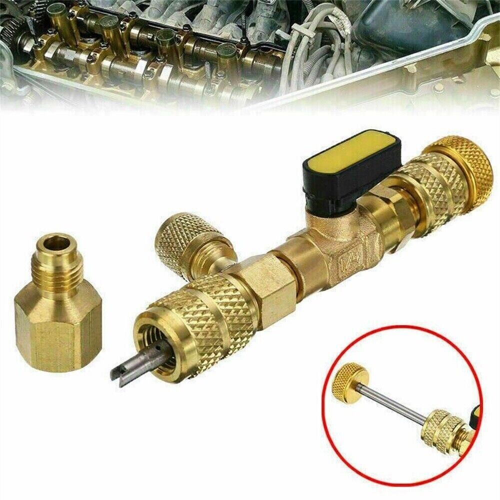 HVAC Tool AC Schrader Valve Core Remover with dual size ports for efficient valve core replacement.