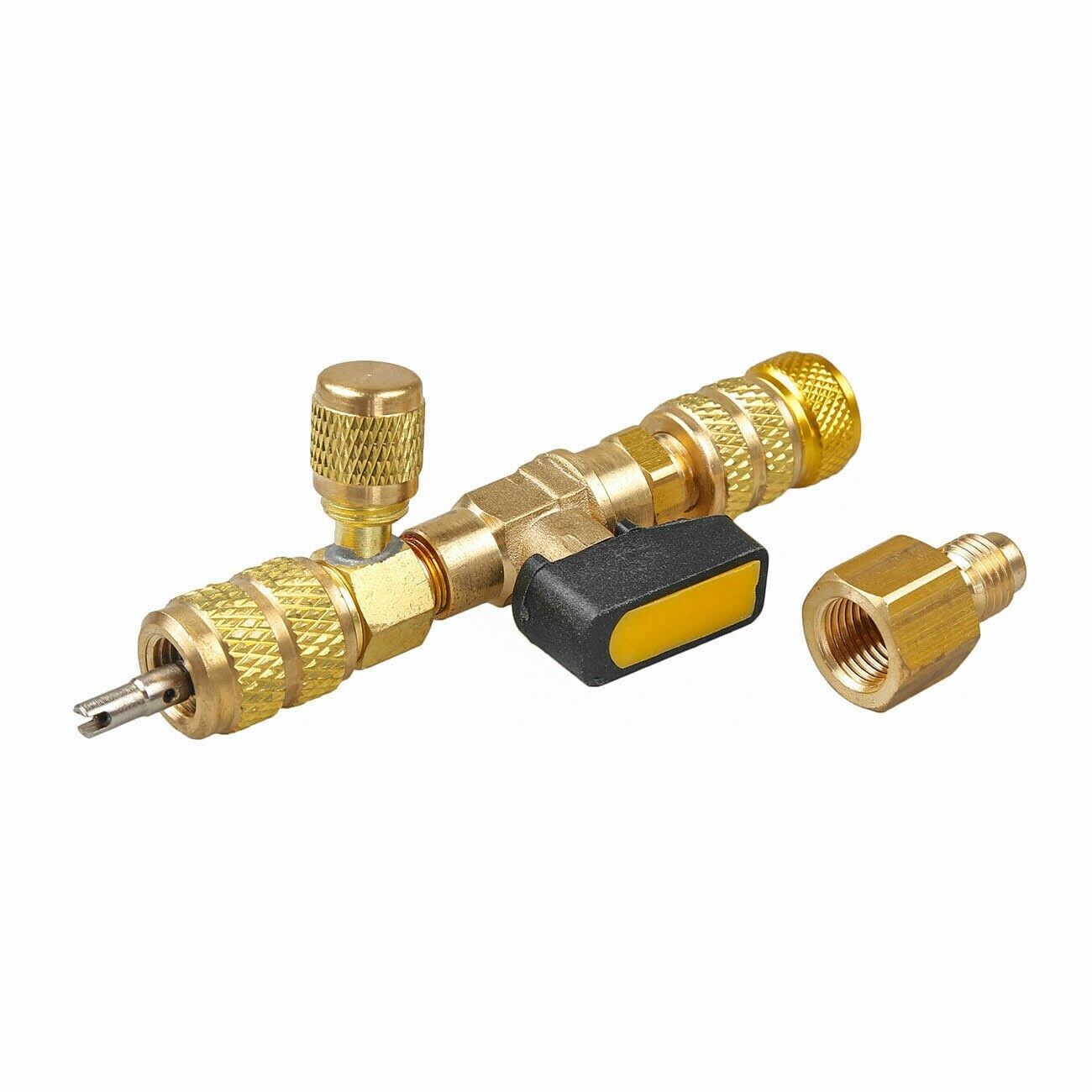 HVAC Tool AC Schrader Valve Core Remover with dual size ports for efficient valve core replacement.