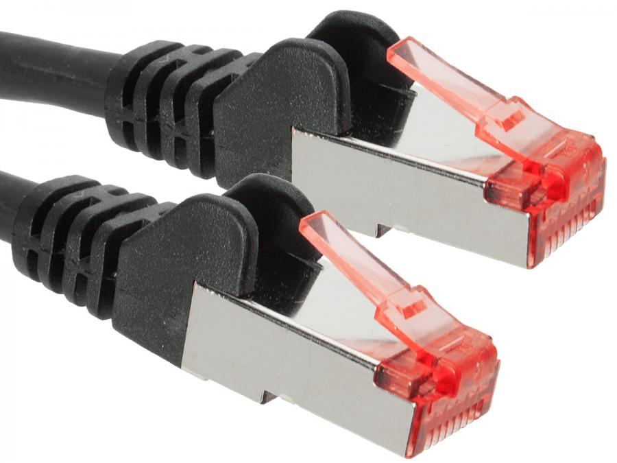 HYPERTEC CAT6A Shielded Cable 0.5m in black, featuring RJ45 connectors and LSZH jacket for enhanced performance.