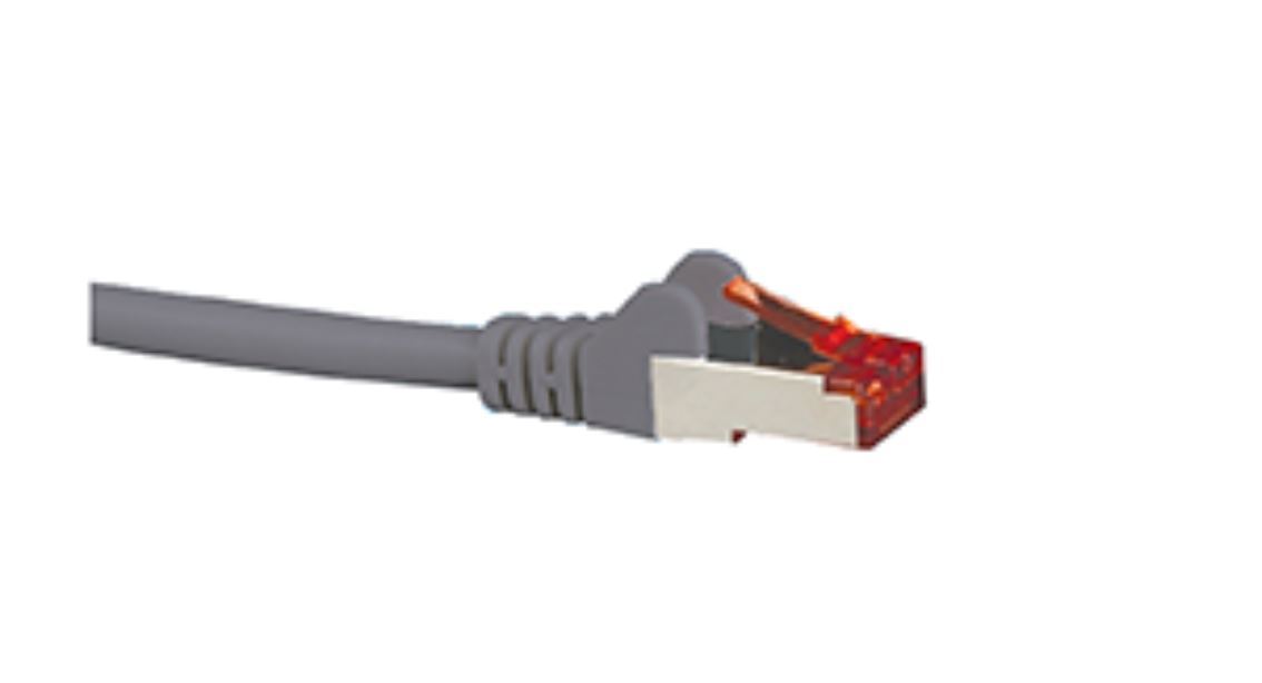 HYPERTEC CAT6A Shielded Cable 3m in grey color, designed for 10GbE RJ45 Ethernet connections, featuring a durable LSZH jacket.