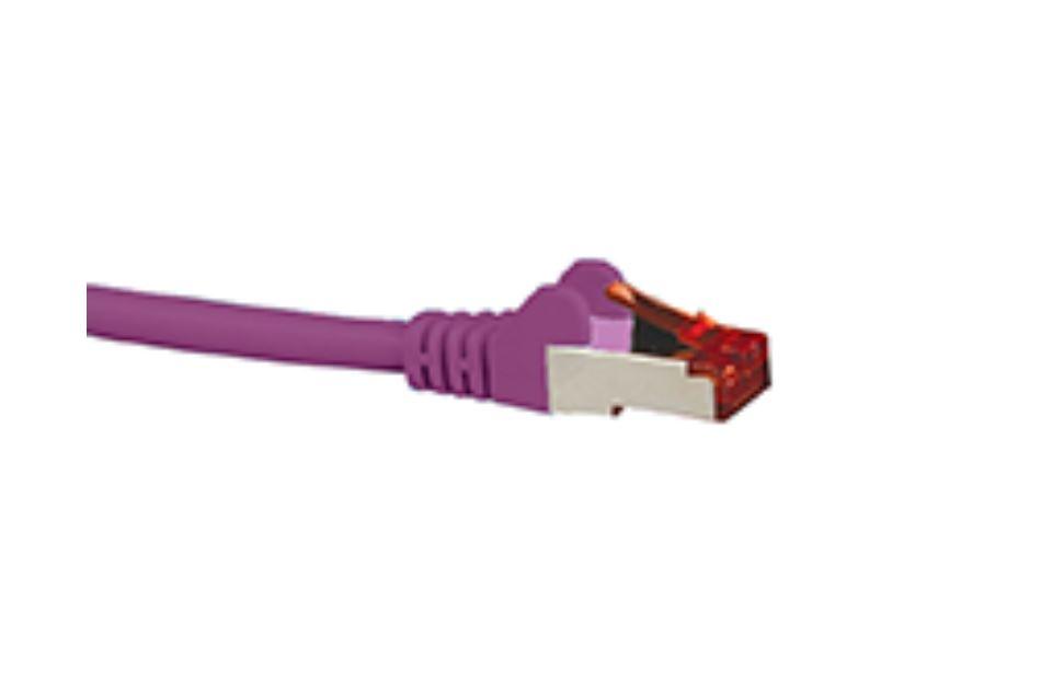 HYPERTEC CAT6A Shielded Cable 5m in purple color, designed for 10GbE Ethernet connections with RJ45 connectors.