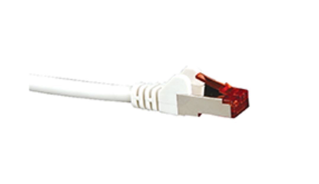 HYPERTEC CAT6A Shielded Cable 5m in white, featuring RJ45 connectors and a durable LSZH jacket for optimal network performance.