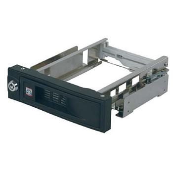 ICY BOX Trayless Mobile Rack for 3.5-inch SATA HDDs, featuring a sleek design and key lock for security.