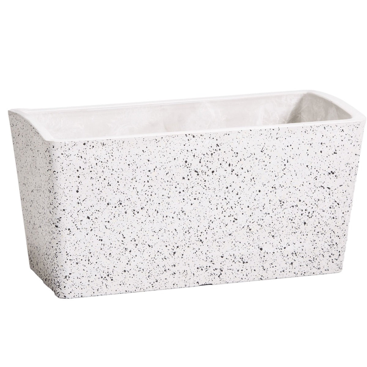 Imitation Stone Concrete White Stone Rectangle Planter, 50cm long, made from recycled materials, showcasing a modern design suitable for various plants.